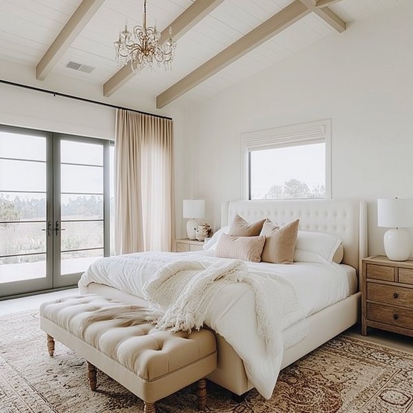 Bright, clean white bedroom