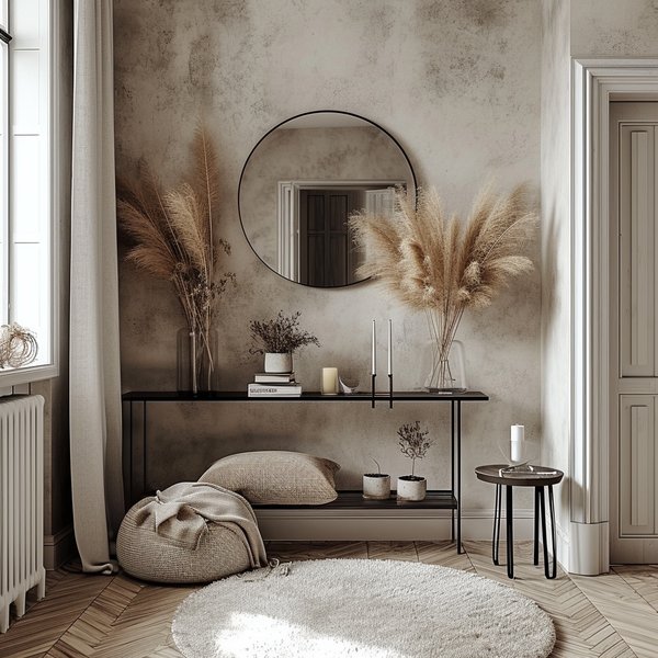 Entryway console styled with a mirror