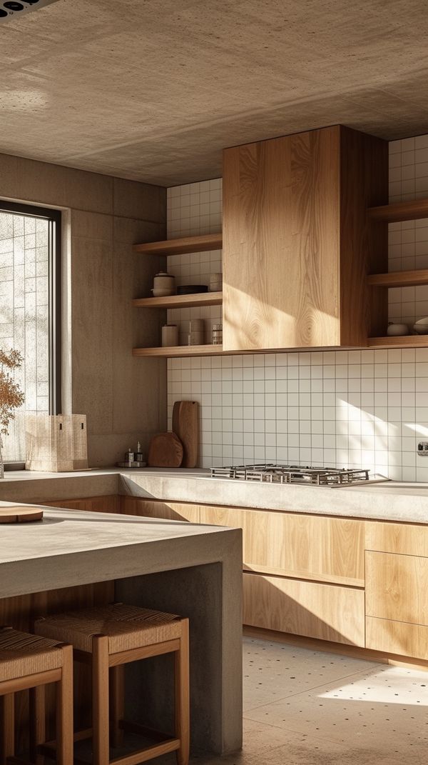 Kitchen with warm timber cabinetry