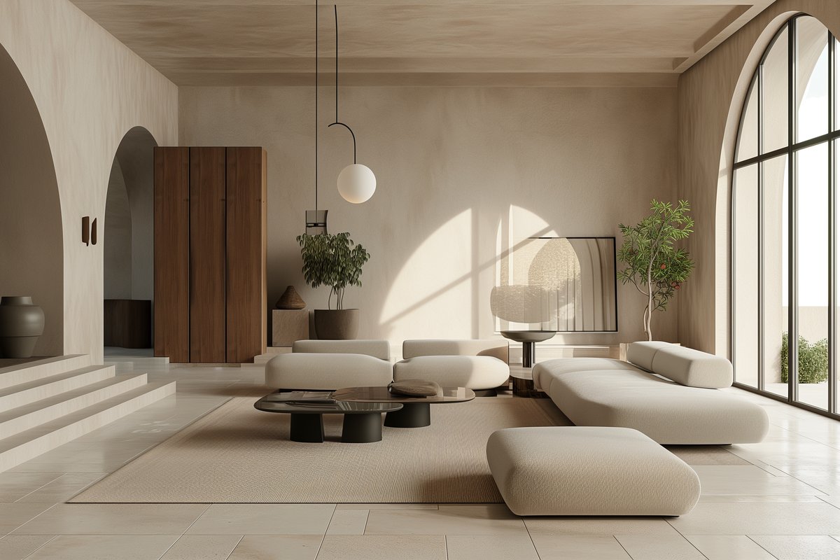 Living room with floor-to-ceiling windows